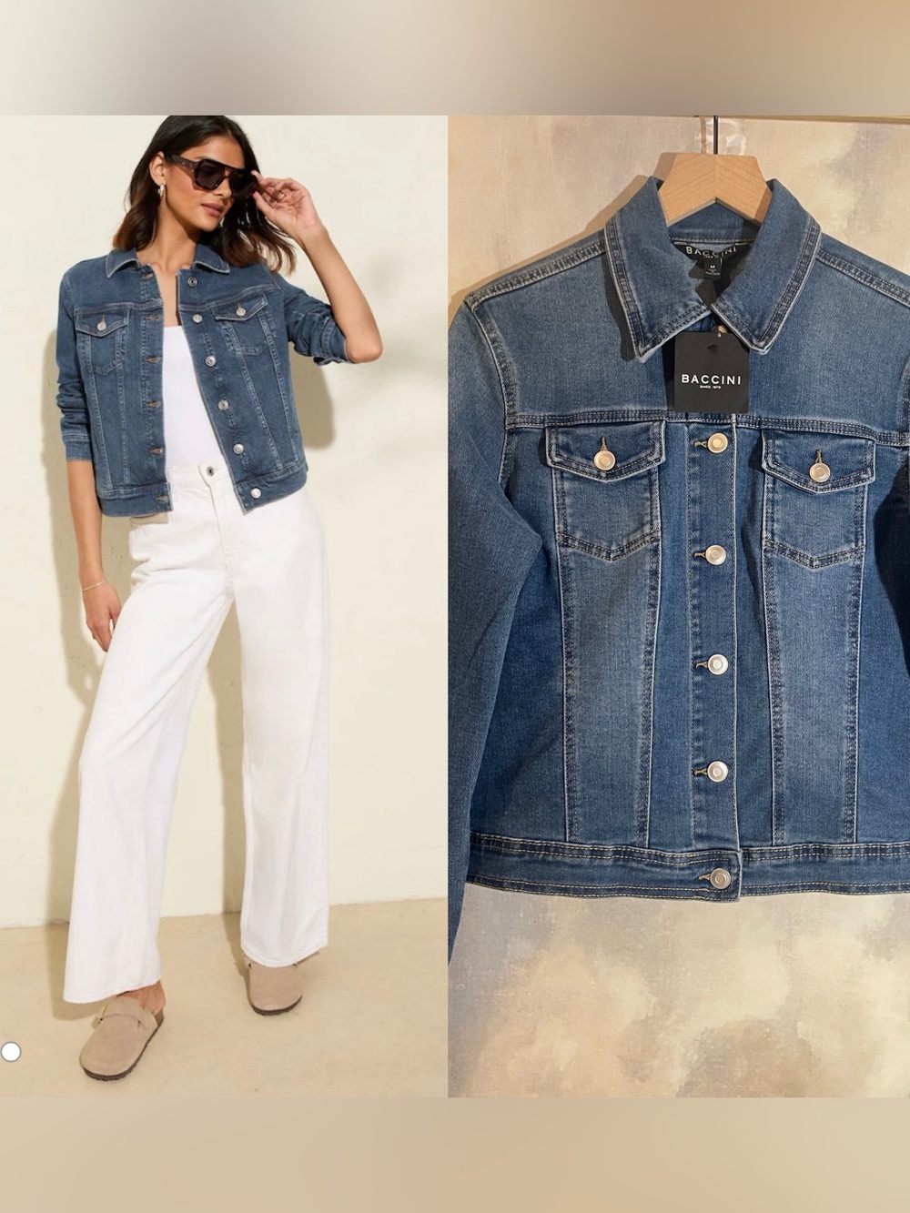 🍂 NEW BACCINI COTTON BLUE MEDIUM WASH DENIM JACKET NWT🍂